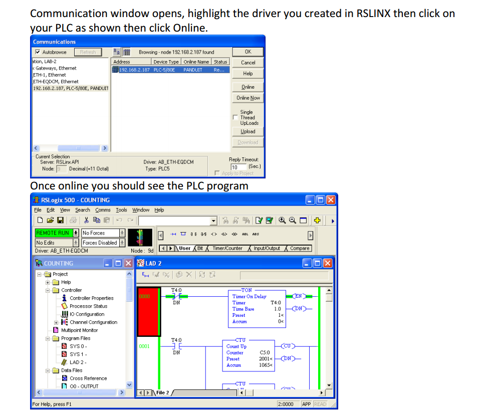 AB Ethernet to DF1 Application note using RSLINX Gateway